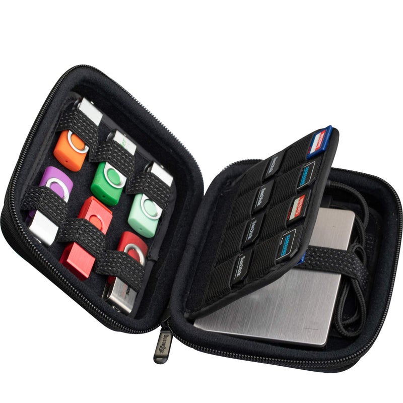 ButterFox USB Thumb Flash Pen Drive Storage Holder/Memory Card SD SDXC SDHC Card Holder Case/External Hard Drive Case/Universal Electronic Accessories Organizer (12USB+16SD) - Image 2